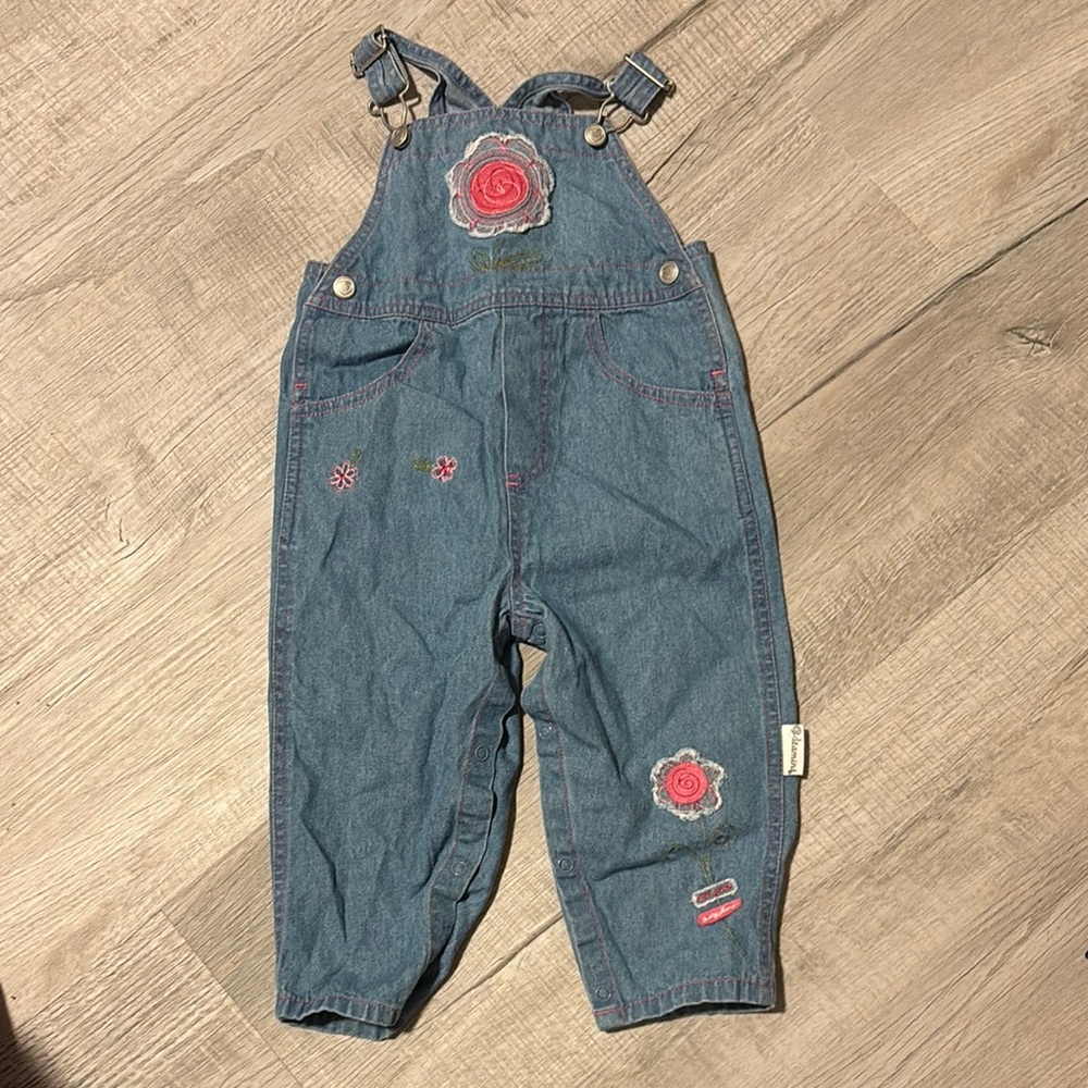 Vitamins Jean Overalls Floral embroidered Girls 24 Months
